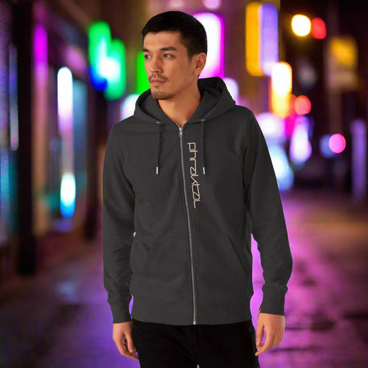 Elevate Your Eco-Fashion Game with the Phraktal Men's Zip Hoodie