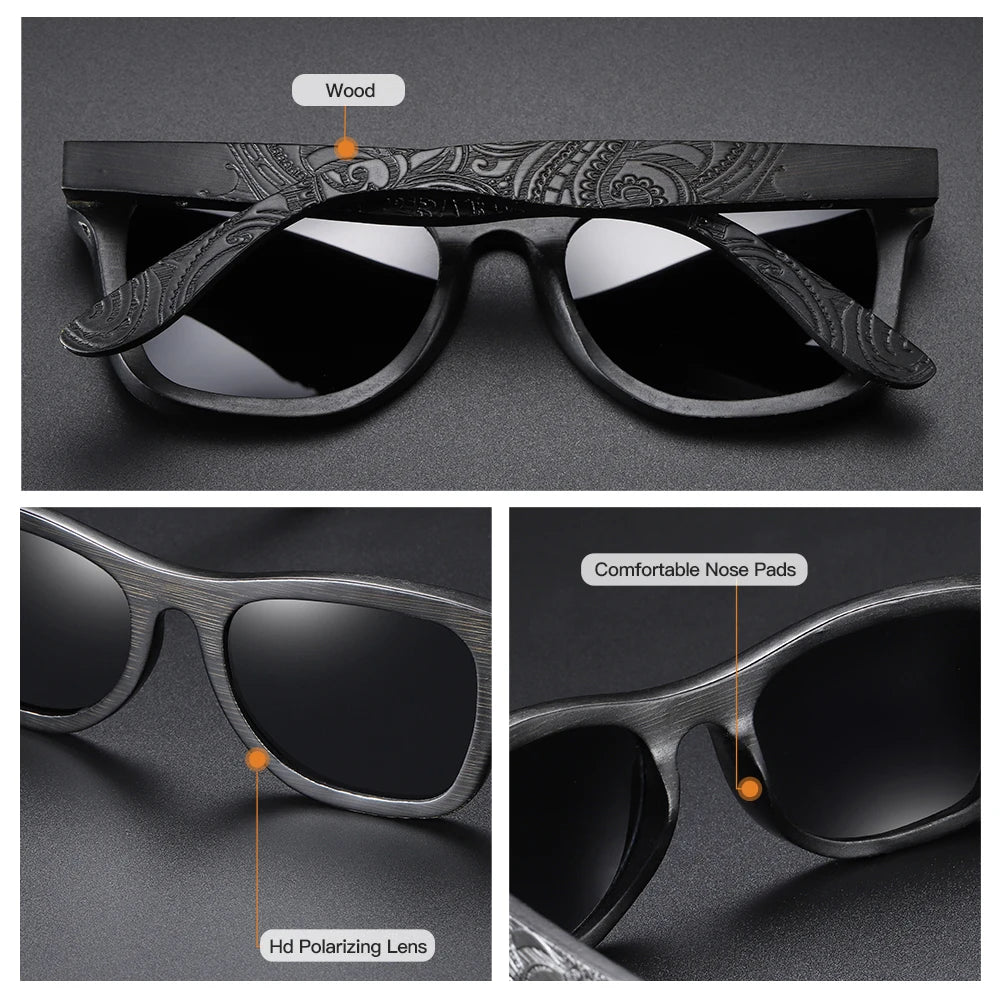 GM Wooden Male Lady Sunglasses Men's Luxury Brand Designer Polarized Sun Glasses Vintage Sunglass Women Eyewear With  Box