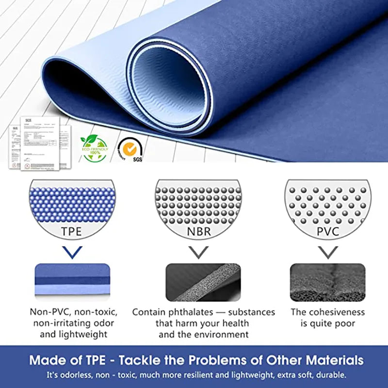 Premium 6mm Double Layer TPE Yoga Mat with Position Line - Ideal for Beginners, Home Gym, Fitness, Gymnastics, and Pilates