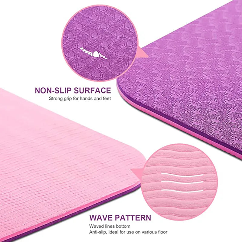 Premium 6mm Double Layer TPE Yoga Mat with Position Line - Ideal for Beginners, Home Gym, Fitness, Gymnastics, and Pilates