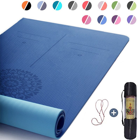 Premium 6mm Double Layer TPE Yoga Mat with Position Line - Ideal for Beginners, Home Gym, Fitness, Gymnastics, and Pilates