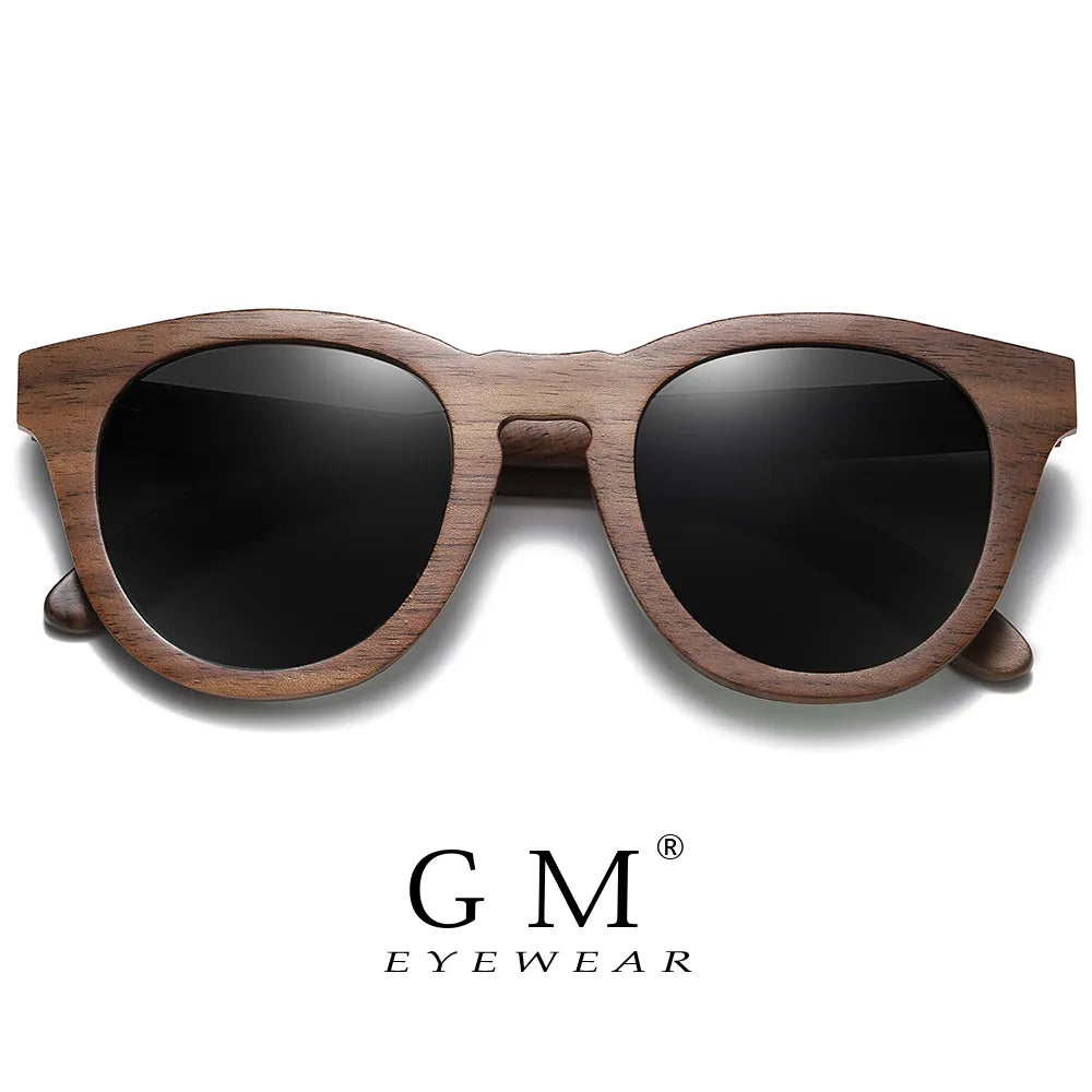 GM Natural Walnut Wooden Sun glasses for Men Polarized Sunglasses Sustainable Bamboo