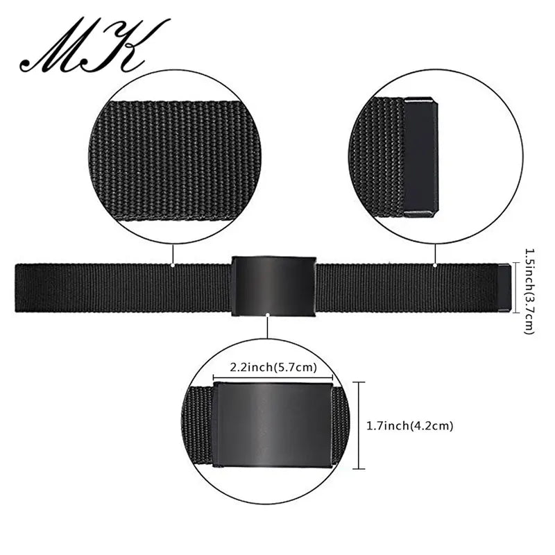 MaiKun Canvas Belts for Men Military Tactical Male Strap Metal Slider Buckle Men Belts for Jeans Pants