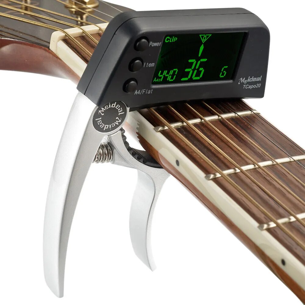 Multifunctional 2-in-1 Guitar Tuner Guitar Capo TCapo20 with LCD for Acoustic Guitar Electric Bass Aluminum Alloy