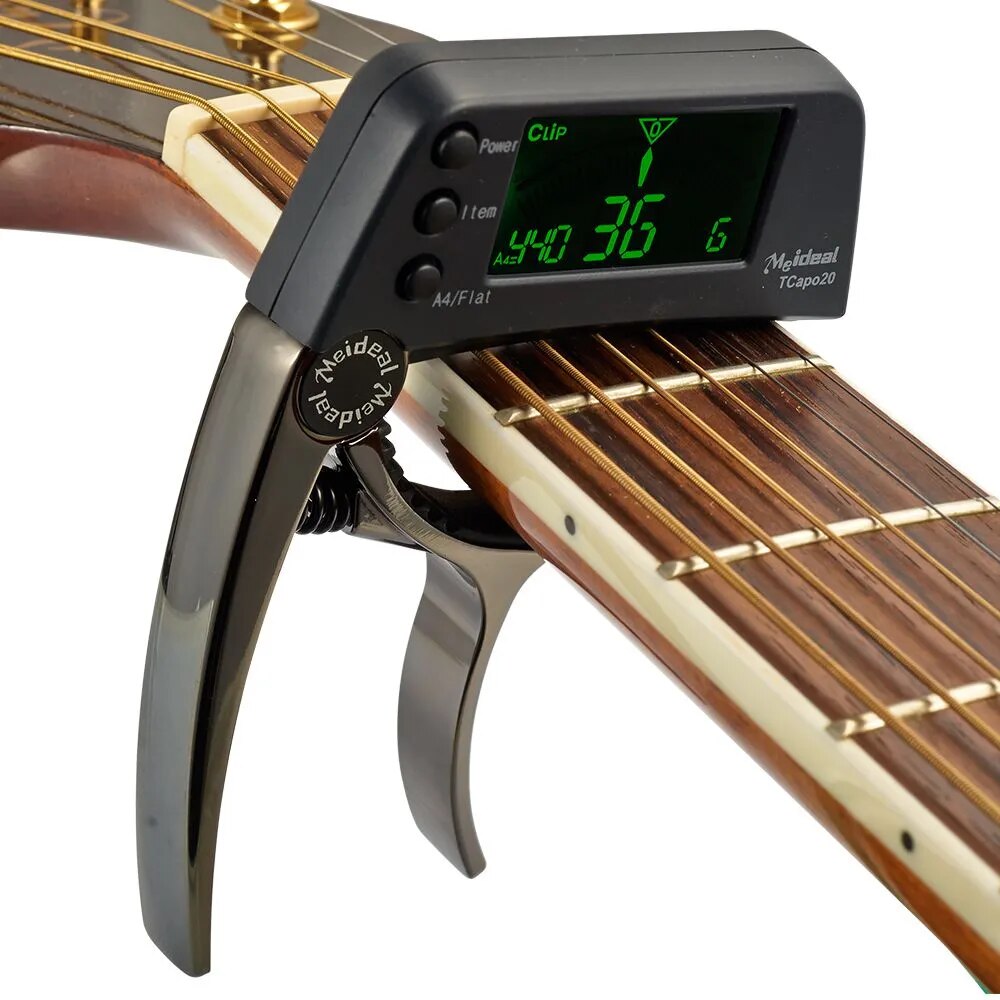 Multifunctional 2-in-1 Guitar Tuner Guitar Capo TCapo20 with LCD for Acoustic Guitar Electric Bass Aluminum Alloy