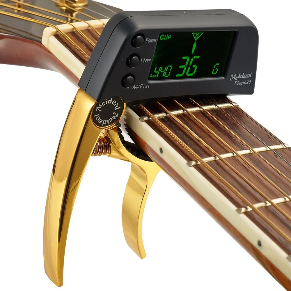 Multifunctional 2-in-1 Guitar Tuner Guitar Capo TCapo20 with LCD for Acoustic Guitar Electric Bass Aluminum Alloy