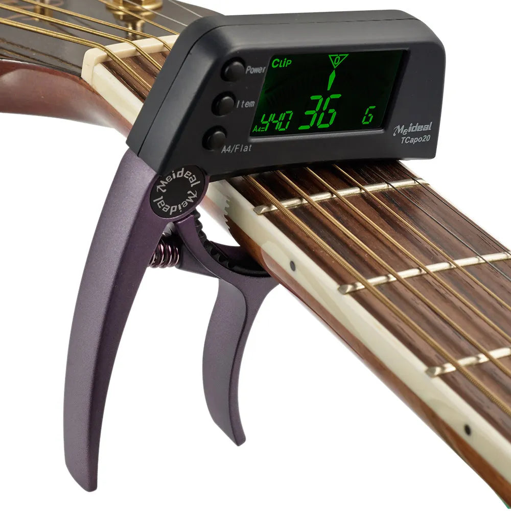 Multifunctional 2-in-1 Guitar Tuner Guitar Capo TCapo20 with LCD for Acoustic Guitar Electric Bass Aluminum Alloy