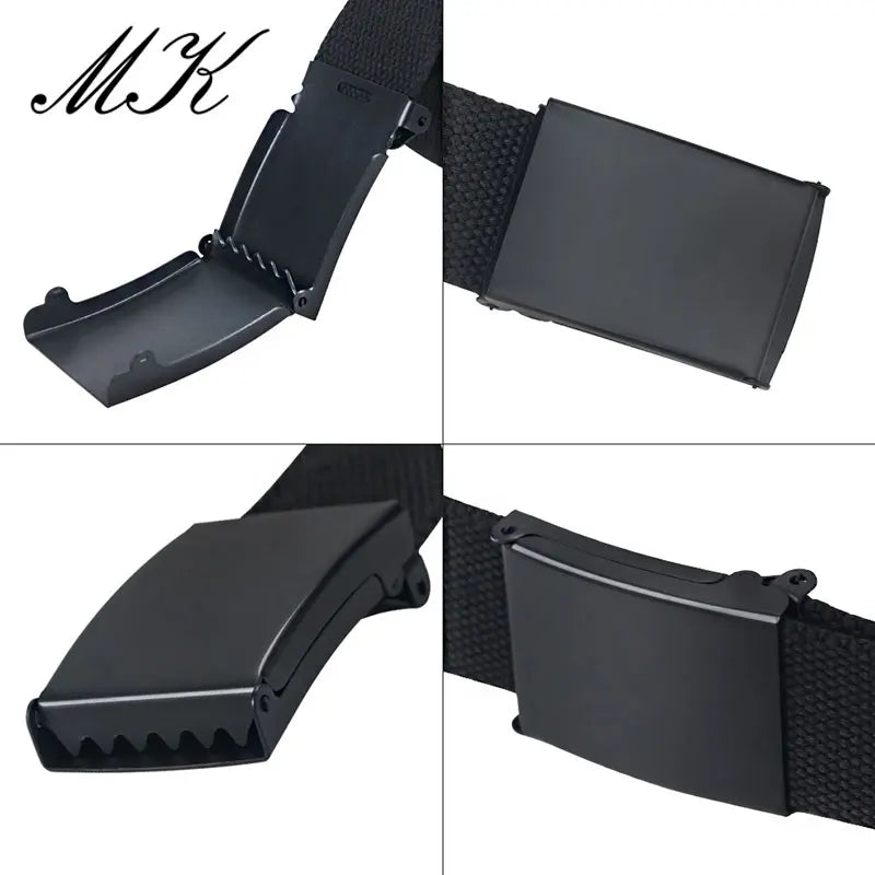 MaiKun Canvas Belts for Men Military Tactical Male Strap Metal Slider Buckle Men Belts for Jeans Pants