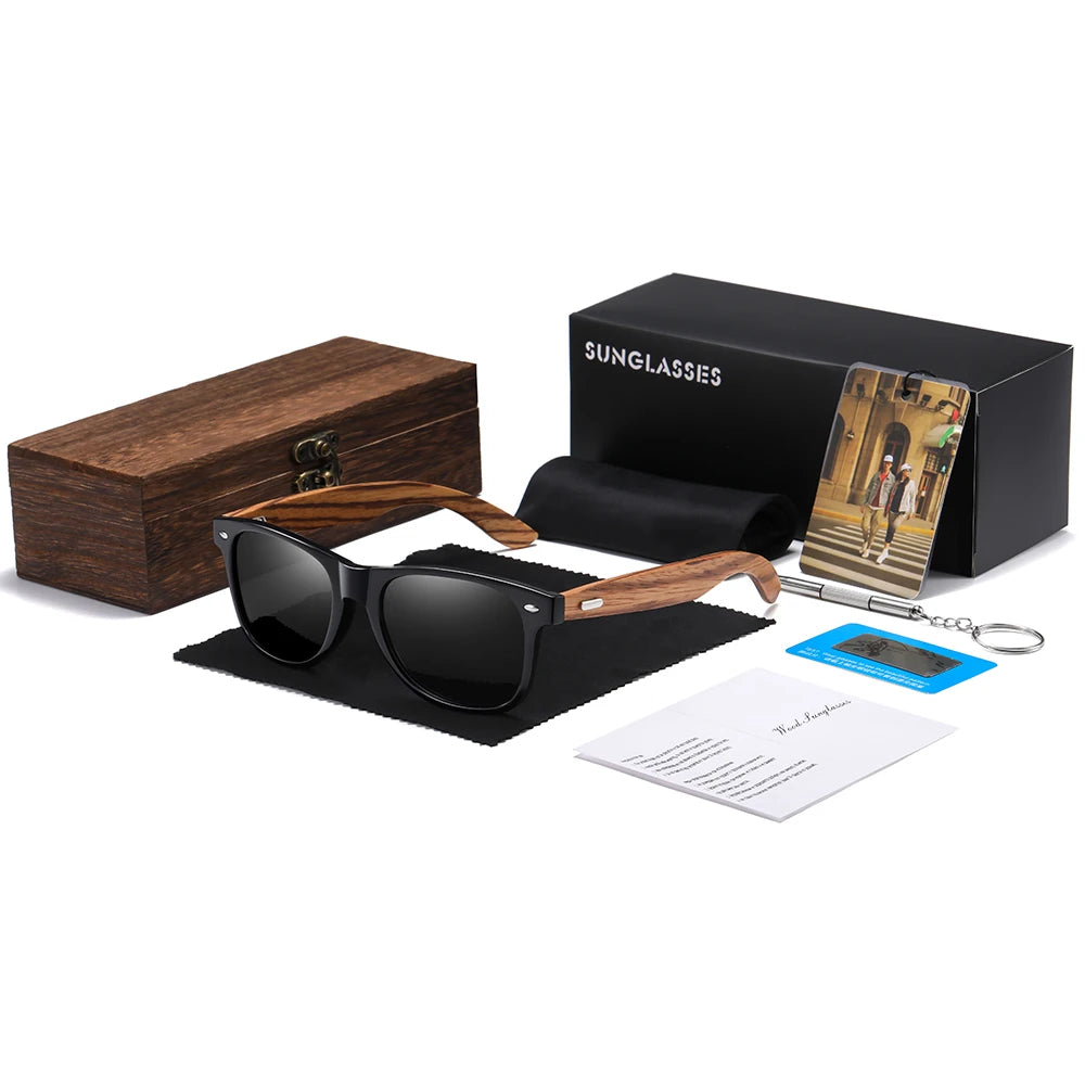 GM Handmade Natural Wooden Sunglasses - Polarized Elegance for Everyone