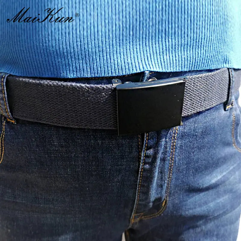 MaiKun Canvas Belts for Men Military Tactical Male Strap Metal Slider Buckle Men Belts for Jeans Pants