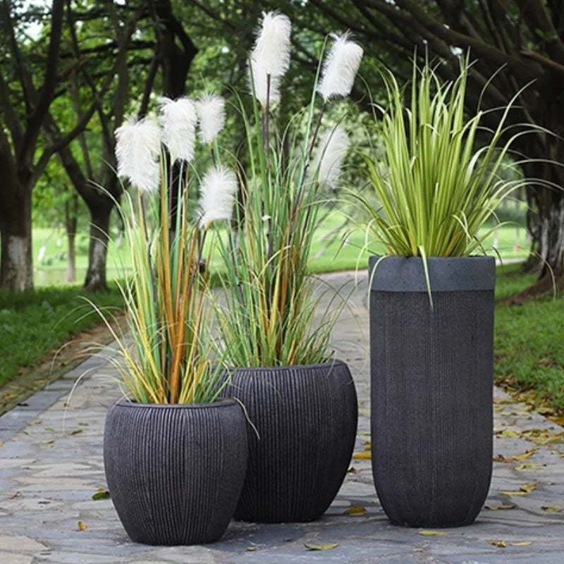 Nordic Style Creative Round Outdoor Large Landscape Garden Planting Pot Fiberglass Flower Planters