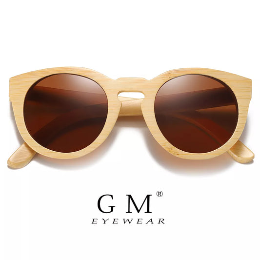 GM Natural Bamboo Sunglasses Women Polarized UV400 Brand Designer Classic Sun glasses Men Vintage Wooden Sunglasses