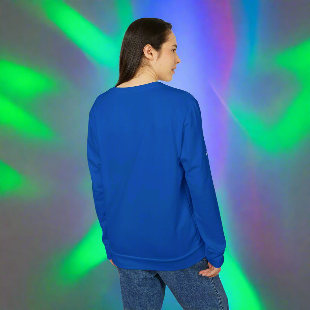 Lady wearing blue Sweatshirt in a nightclub