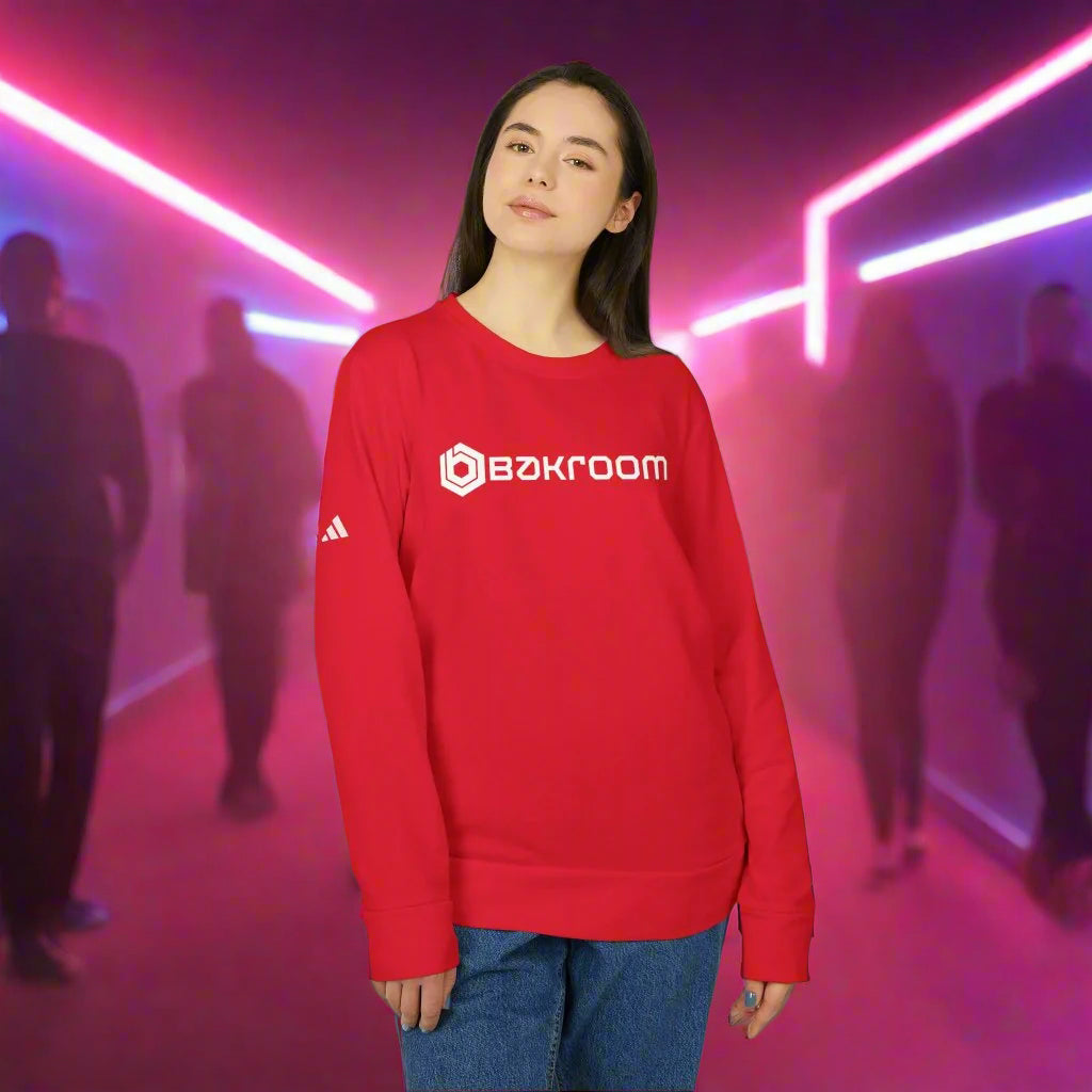 Lady wearing red Sweatshirt in a nightclub