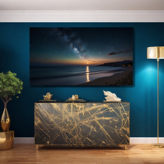 "Mallorca Night Skyline" Limited Edition Metallic Wall Art by Award-Winning Artist Emotional Alchemy