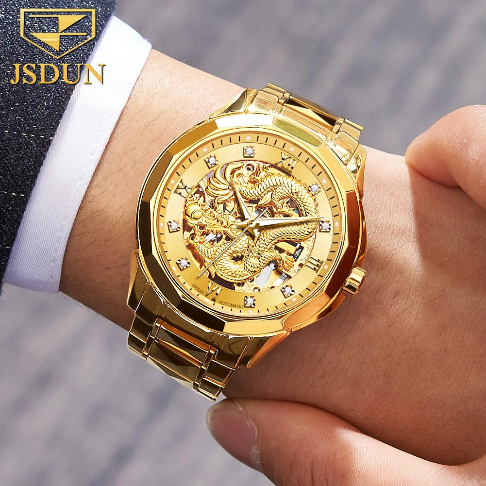 Introducing the JSDUN 8840 Top Luxury Brand Automatic Mechanical Clock – a masterpiece in timekeeping, elegance, and style.