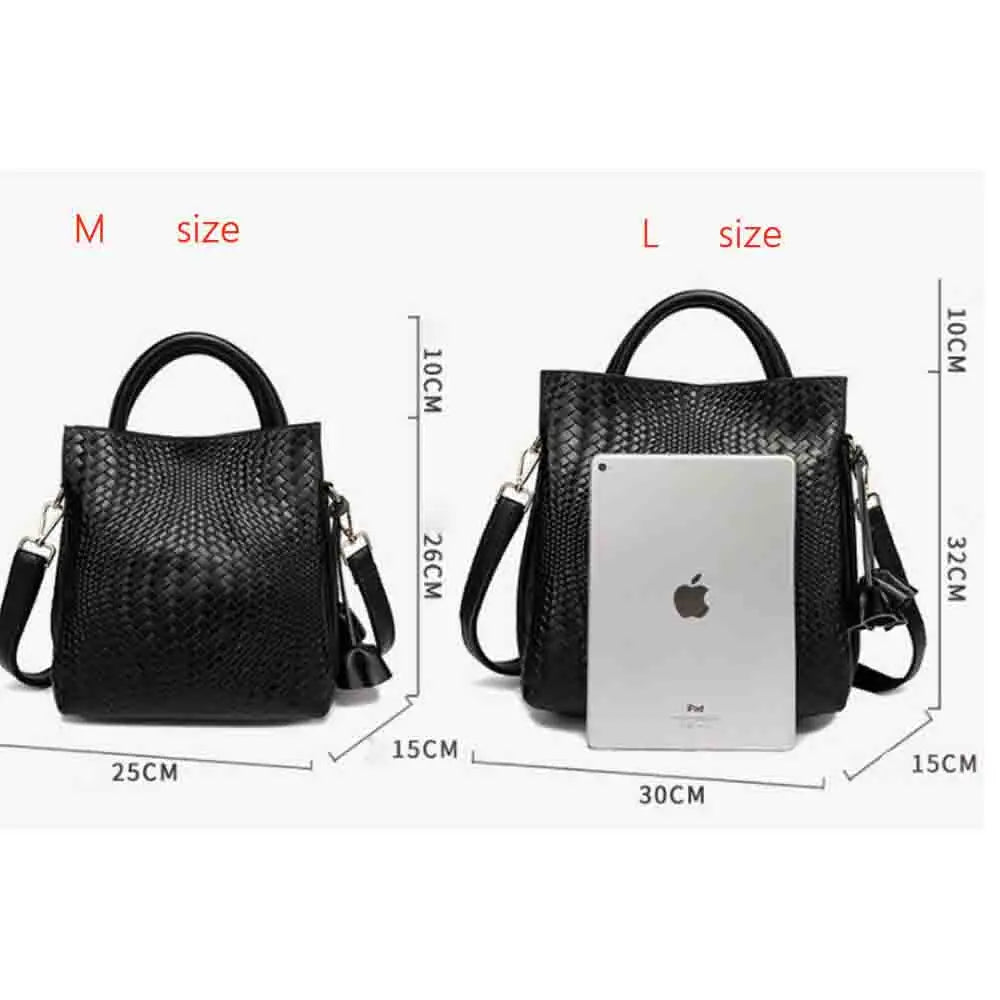 Fashion Knitted Genuine Leather Shoulder Bag