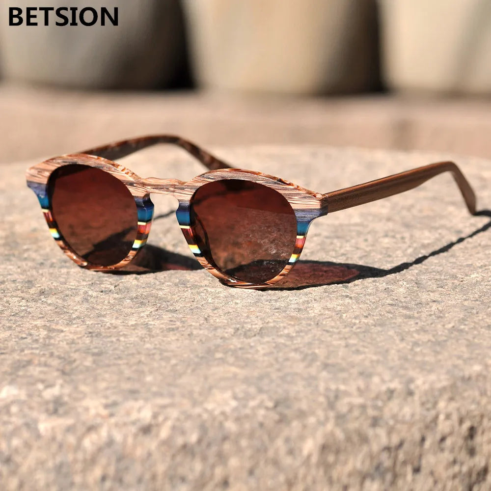 Polarized Retro Fashion Sunglasses Wood Grain Acetate Drive Glasses Vintage Outdoor Sun Shades Mens Women Unisex Optical Rx able