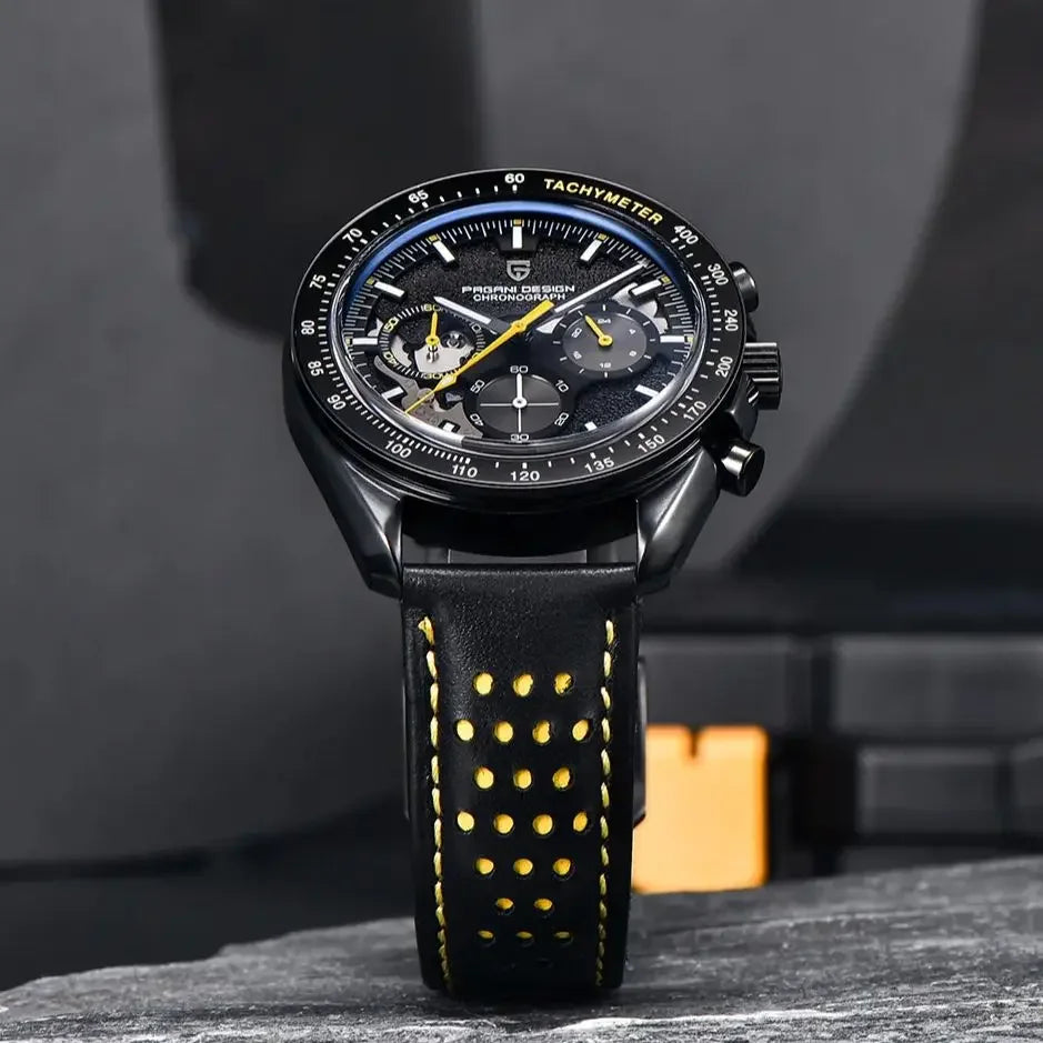 PAGANI DESIGN Skeletons Moon Men's Luxury Quartz Watch Men Sport Speed Chronograph VK63 Waterproof Wristwatch