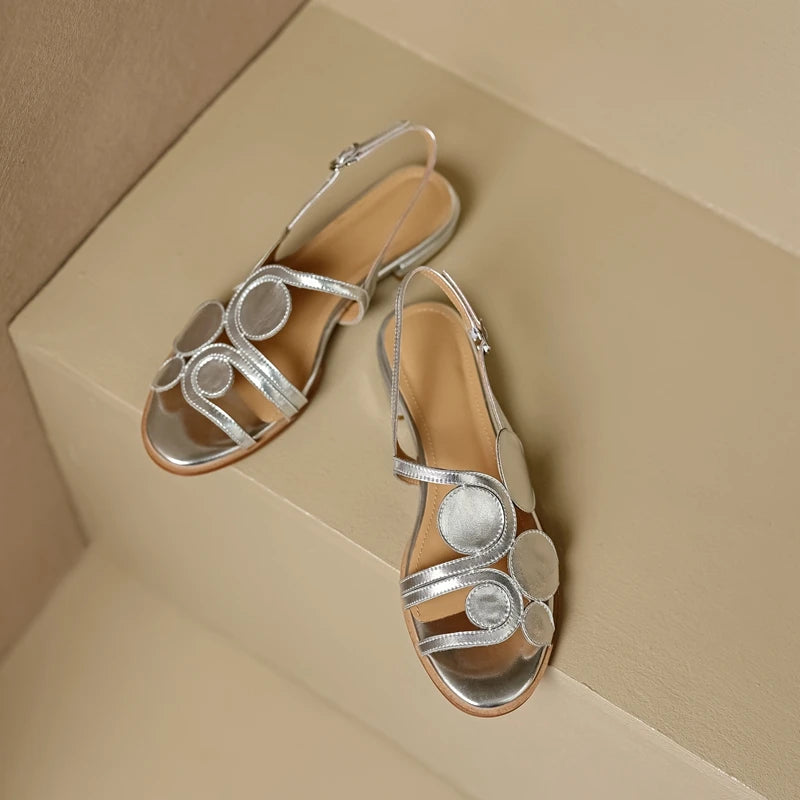 Women's Leather Sheepskin Open Toe Sandals