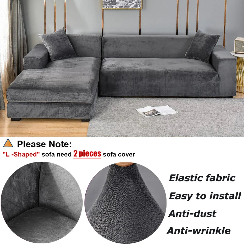 Velvet Sofa Cover for Living Room Couch 1, 2, 3, or 4 Seater Options