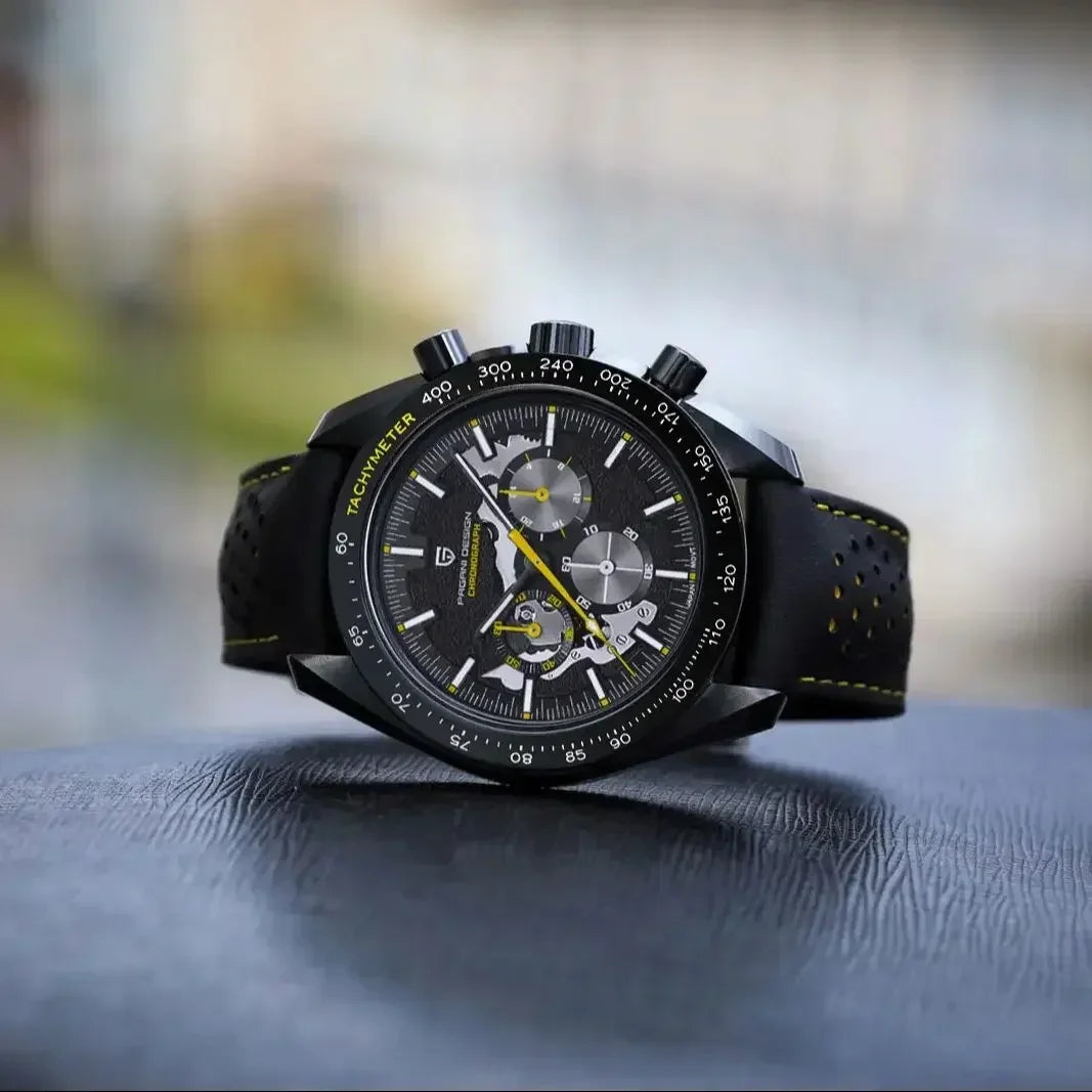 PAGANI DESIGN Skeletons Moon Men's Luxury Quartz Watch Men Sport Speed Chronograph VK63 Waterproof Wristwatch