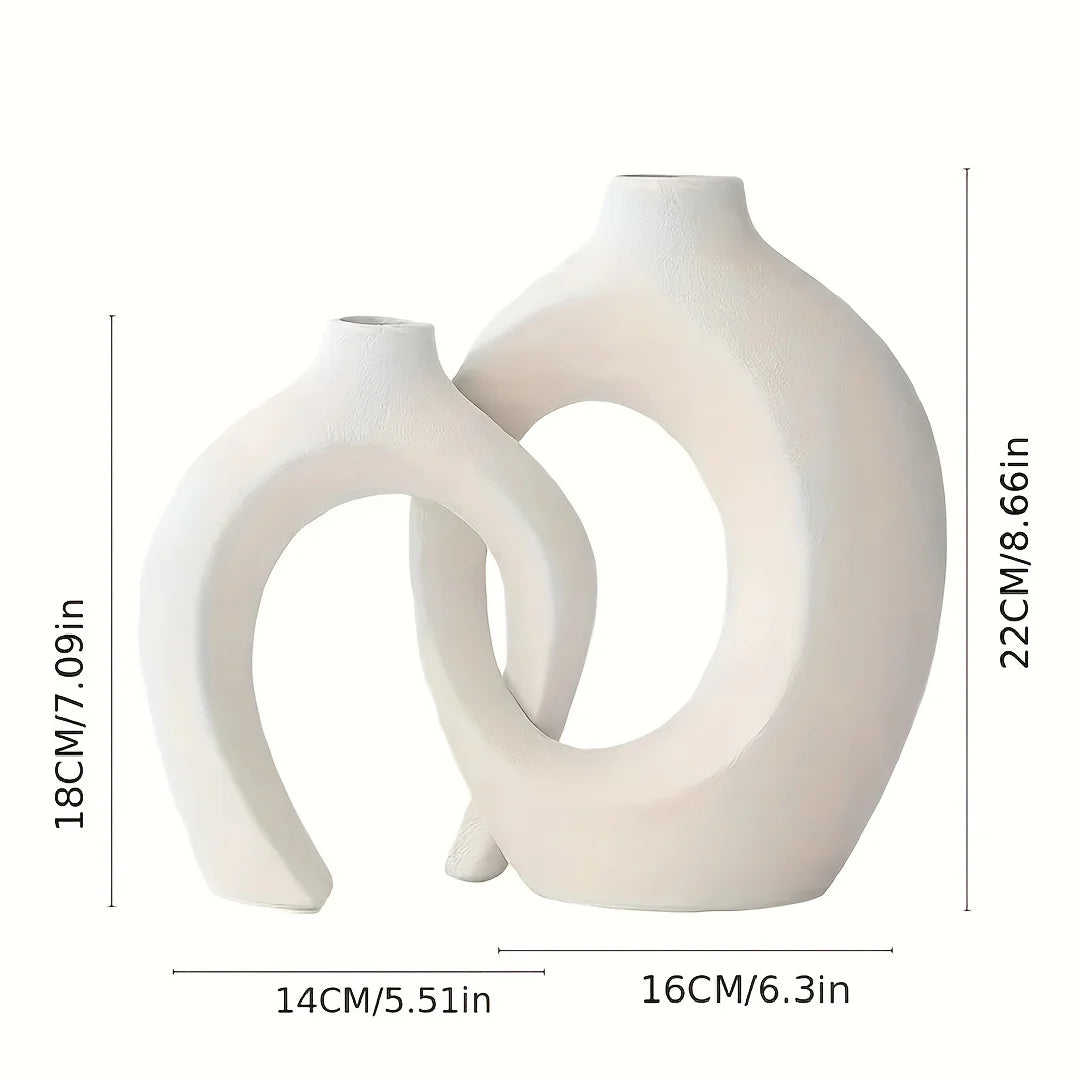 Sleek Nordic Ceramic Vase Set: Enhance your Home Decor with this Set of 2 Flower Vases