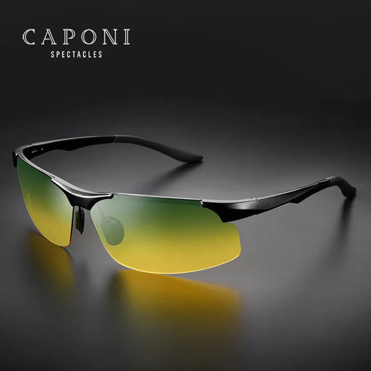 CAPONI Day And Night Sunglasses: Versatile Aluminum Shades for Men, UV400 Protection