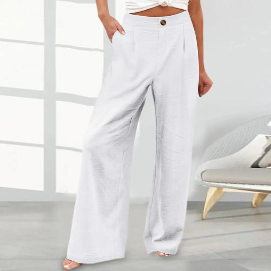 Women's High-Waist Wide Leg Pants with Pockets - Casual Streetwear Fashion