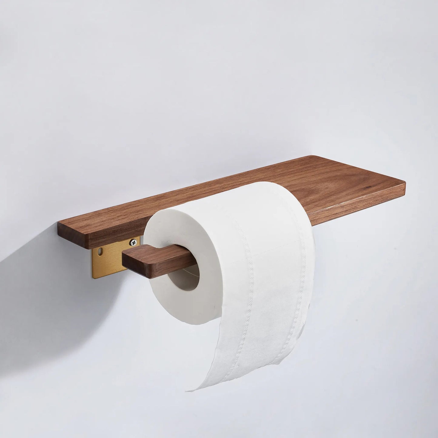 SARIHOSY Toilet Paper Holder for Bathroom with Phone Storage Shelf Wooden Gilded Roll Paper Holder Bathroom Accessories