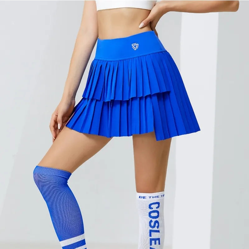 High Waist Double Layer Pleated Sports Skirt