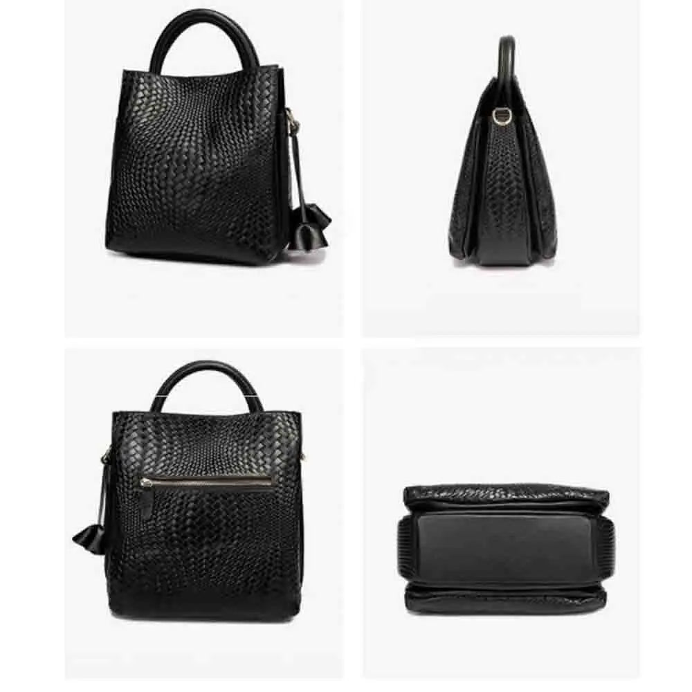 Fashion Knitted Genuine Leather Shoulder Bag