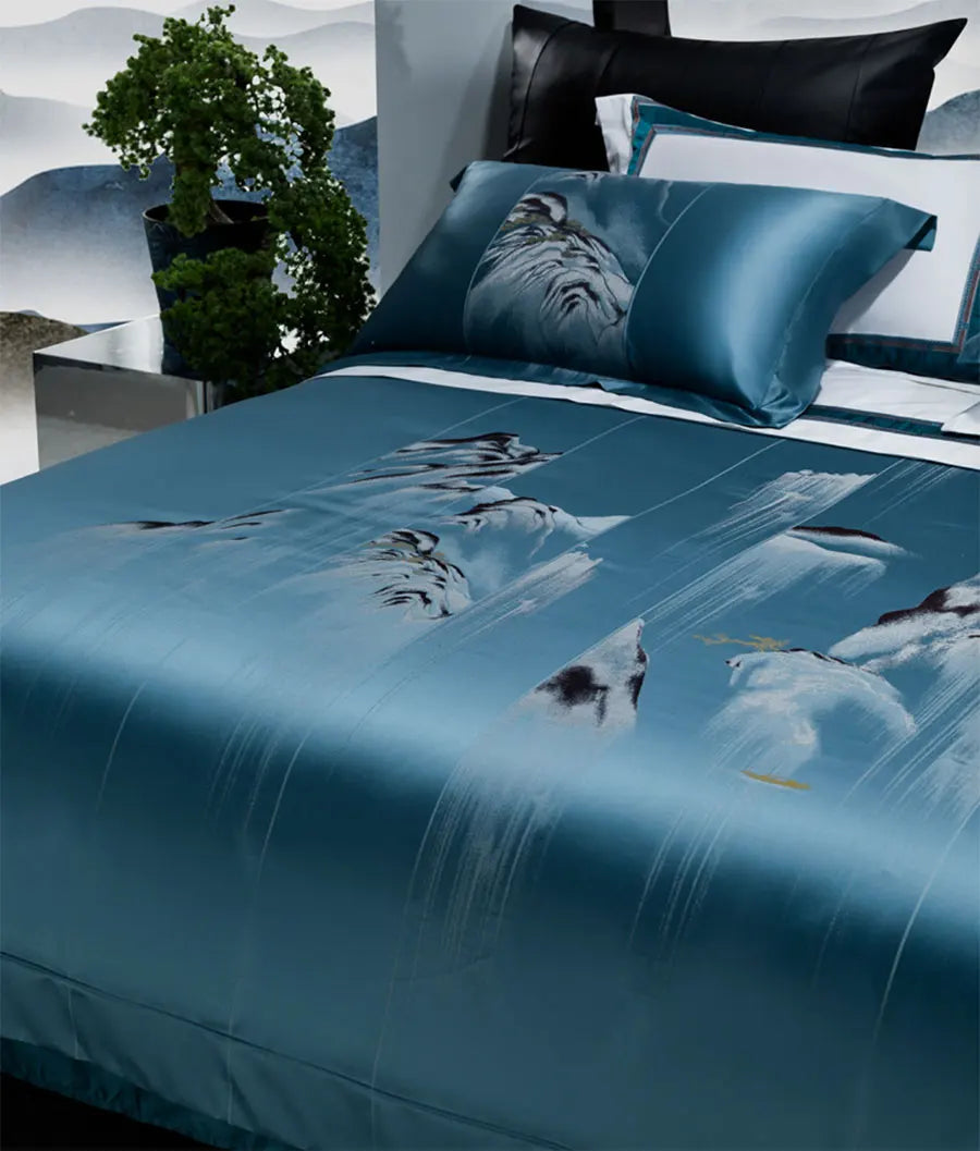 Elegant Mountain Scenery Bedding Set - Full, Queen, King - 100% Cotton Jacquard