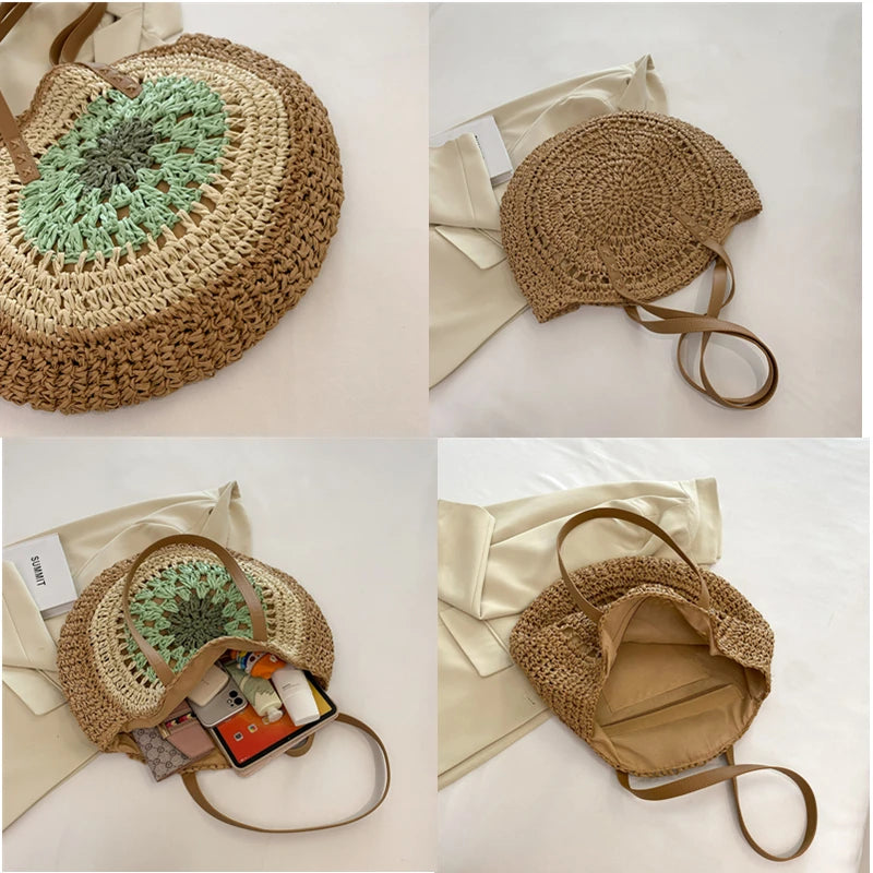 Bohemian Summer Style: Women's Handmade Woven Straw Beach Bag