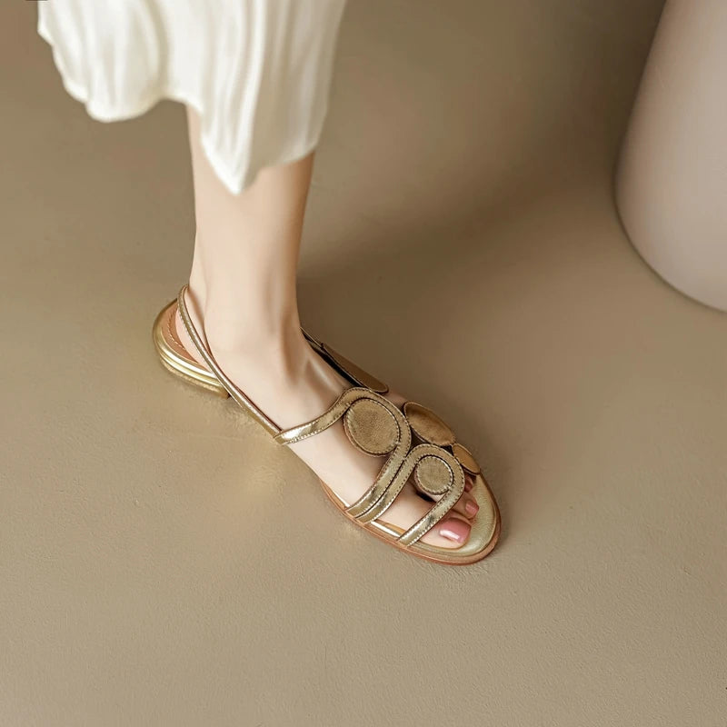 Women's Leather Sheepskin Open Toe Sandals