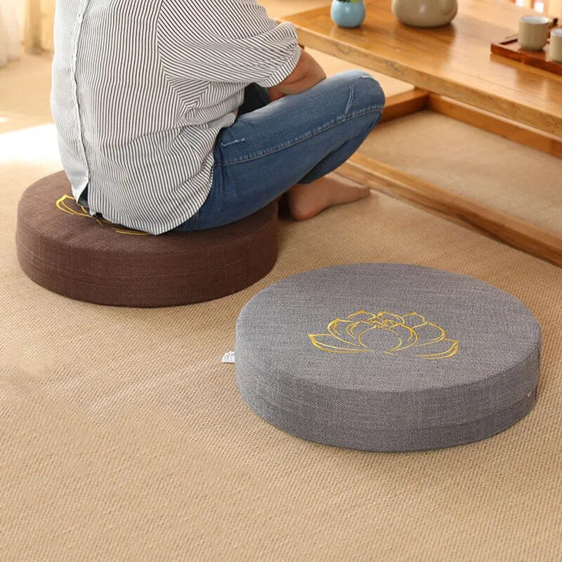 40X6cm Yoga Cushion Linen - Japanese Tatami Mat Pillow perfect for Meditation