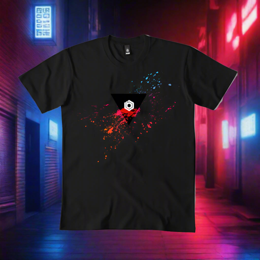 Bakroom Short Sleeve Black Unisex T-shirt with spray paint design