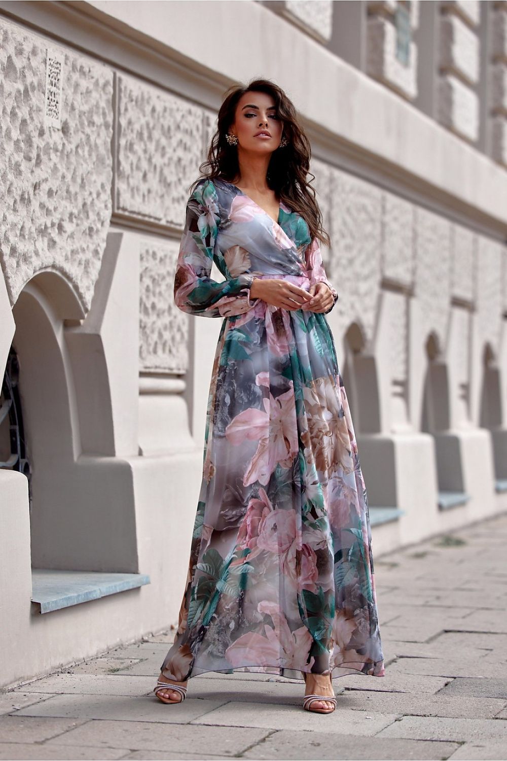 Long Sleeve Maxi Dress with Slit, by Roco Fashion