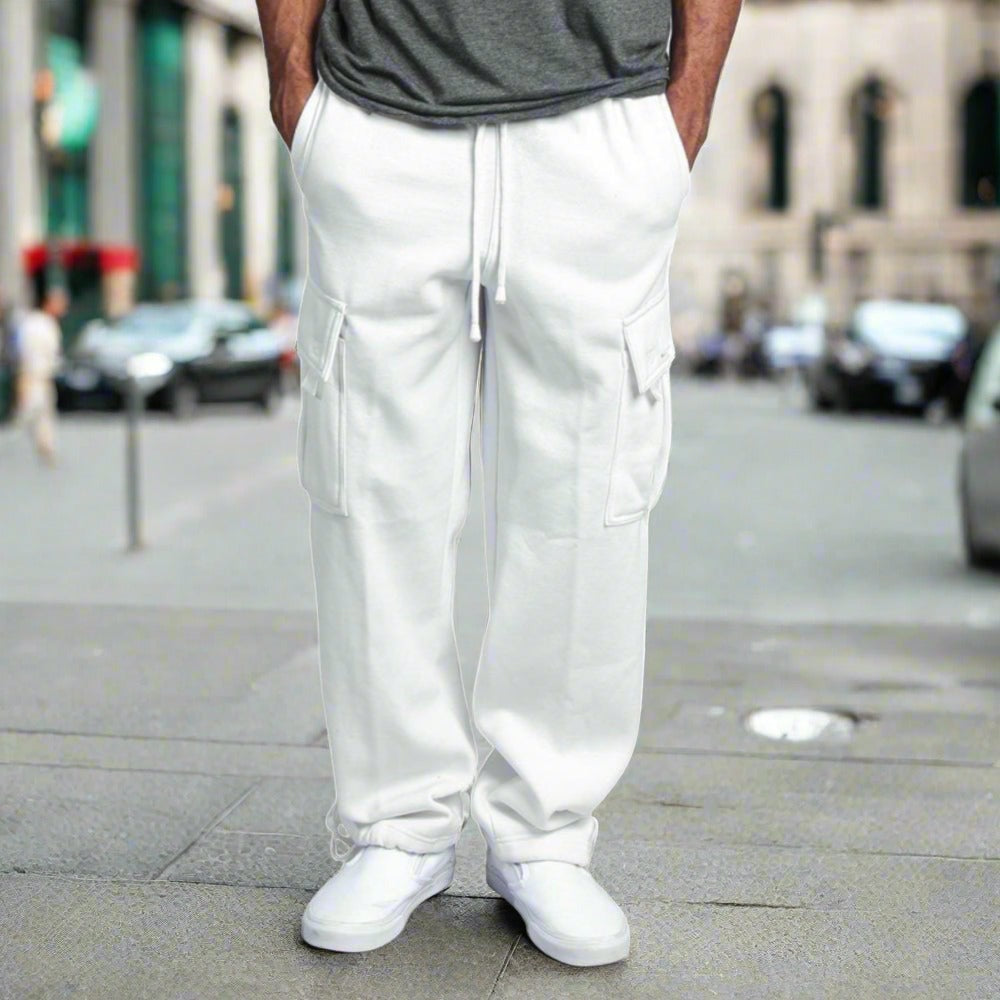 Upgrade Your Style with Men's Solid Color Elastic Waist Cargo Pants