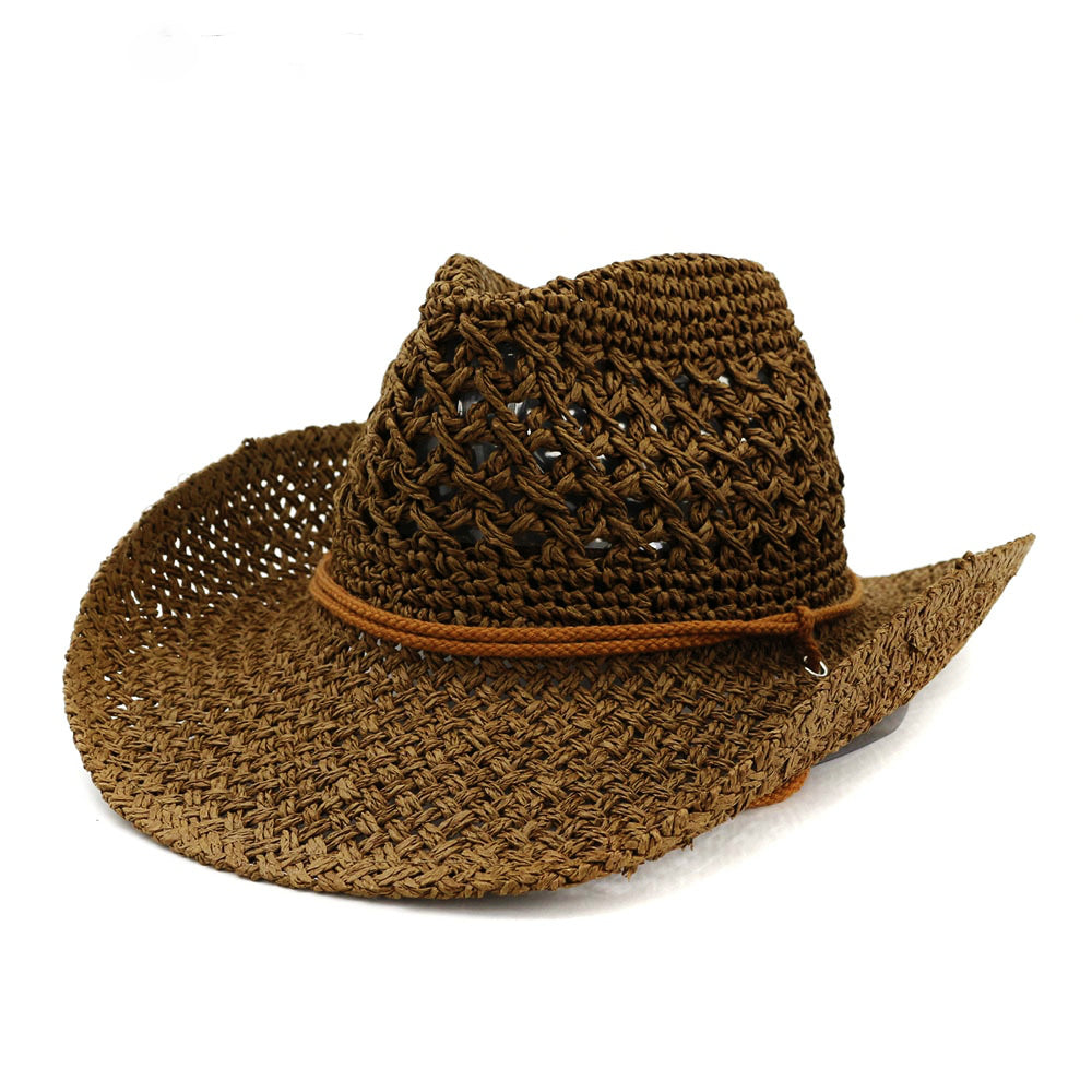 Western Cowboy Straw Hat - Unisex Summer Sun Hat