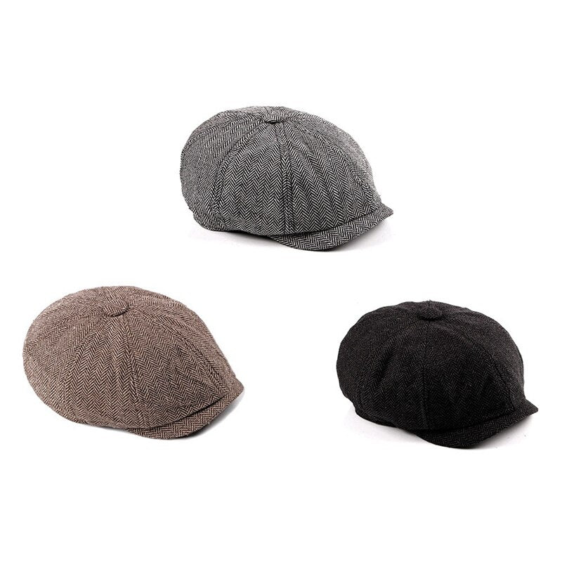 Men Cap 20th Century Style Octagonal Hats Winter