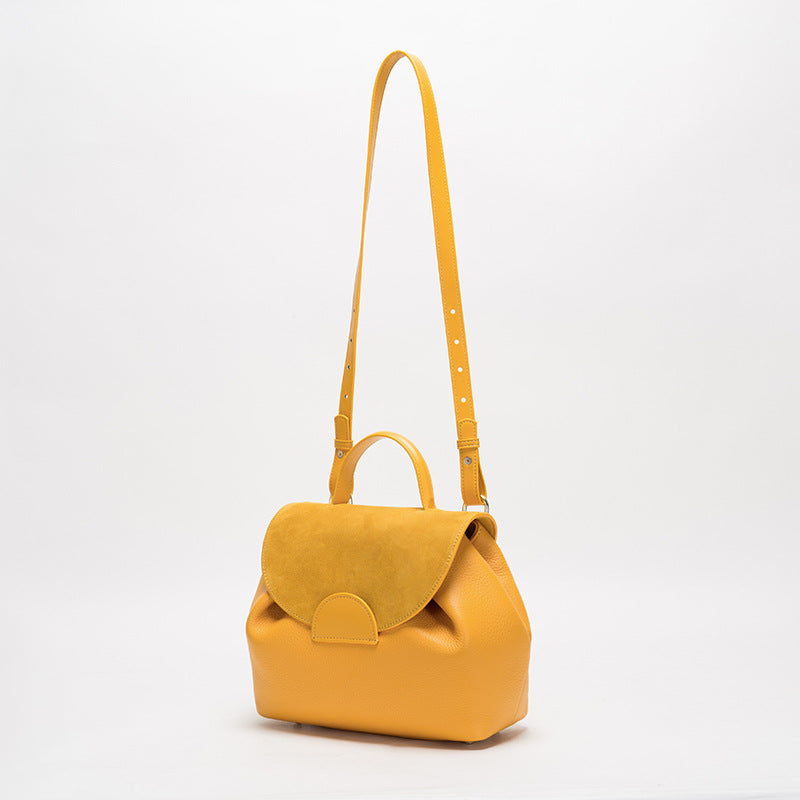 The Head Layer Cowhide Shoulder Bag Soft Leather Bucket Bag