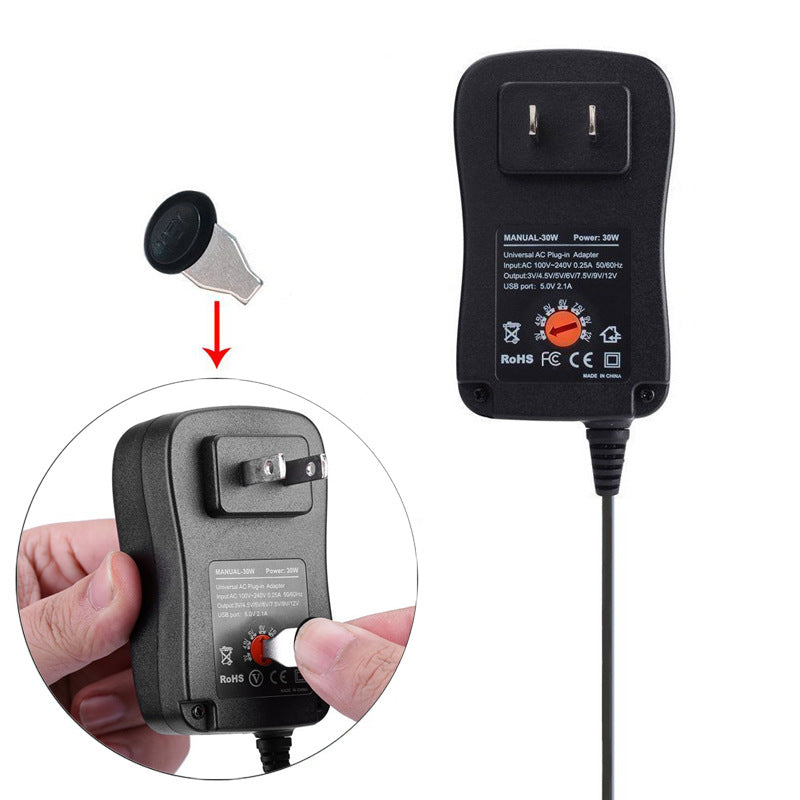 30W Multi-Function Adjustable Power Adapter with USB - Charge Any Device with Ease!