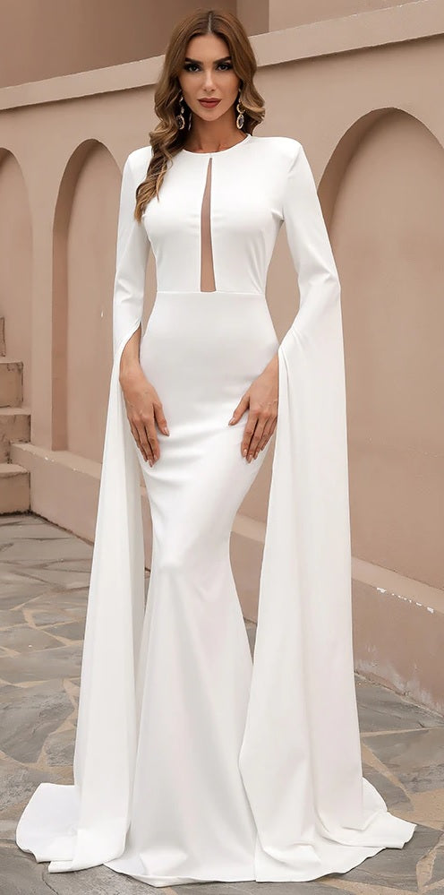 Chloe Long Sleeve Gown - Solid Formal Dress