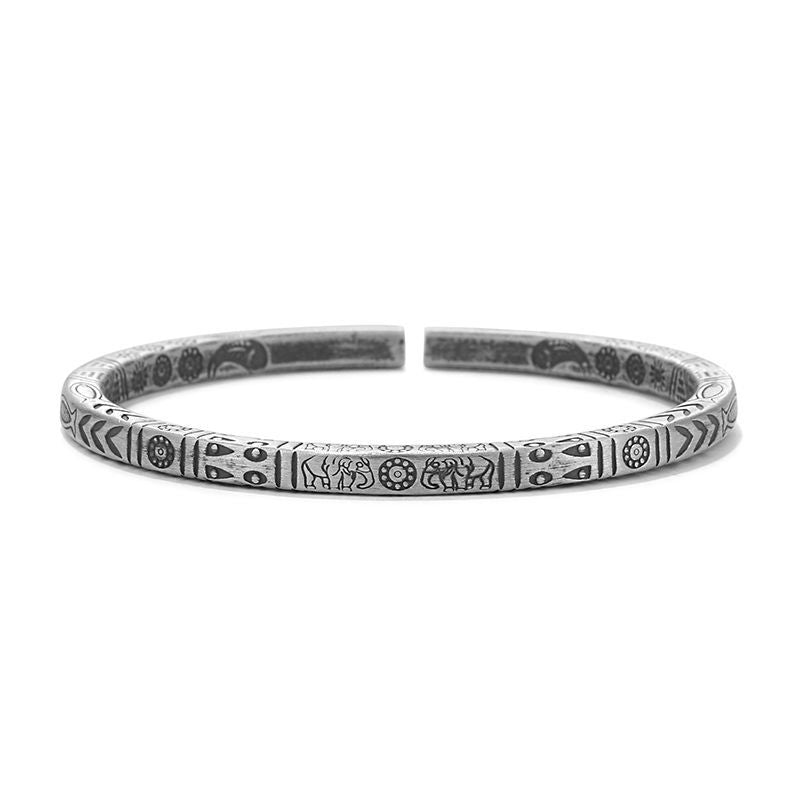 Auspicious totem national wind bracelet. Thai silver retro solid unisex handmade in silver