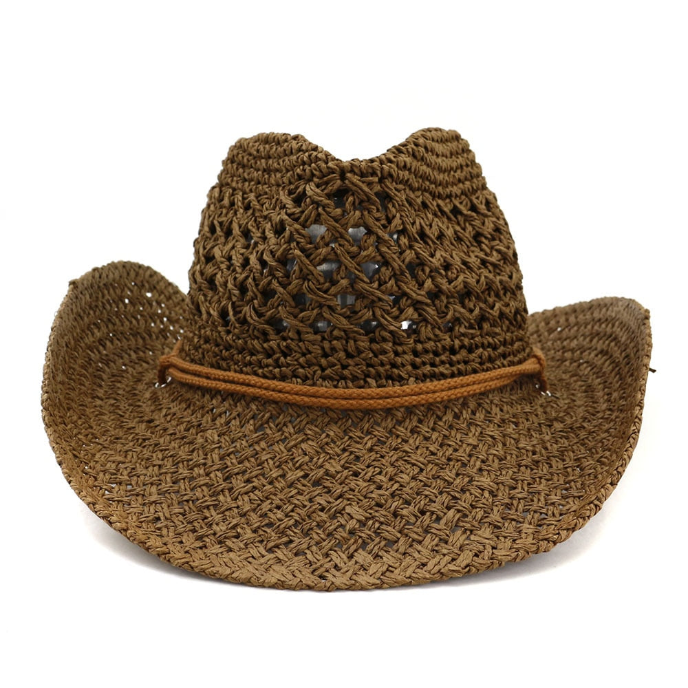 Western Cowboy Straw Hat - Unisex Summer Sun Hat