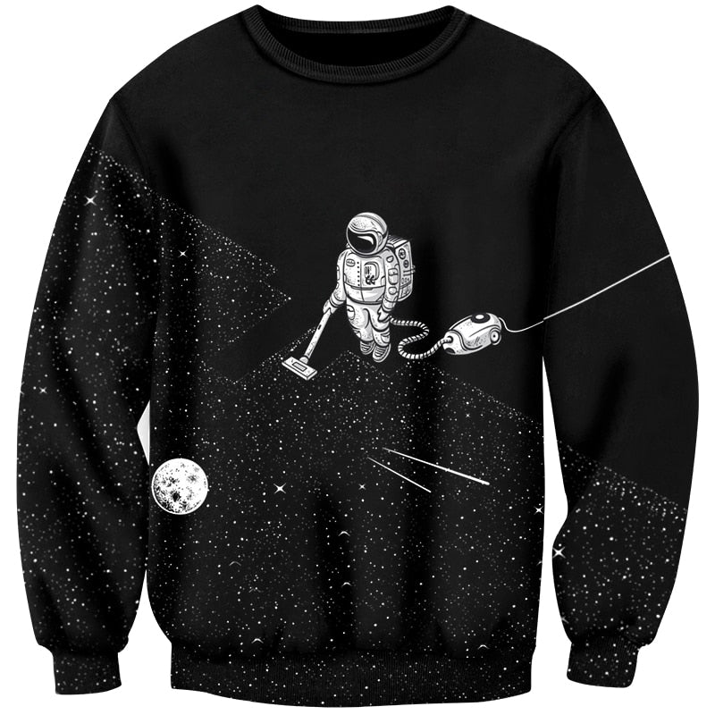 Cloudstyle 3D Sweatshirt. Space Vacuum Cleaner Robot. Jumper, Pullover, Streetwear