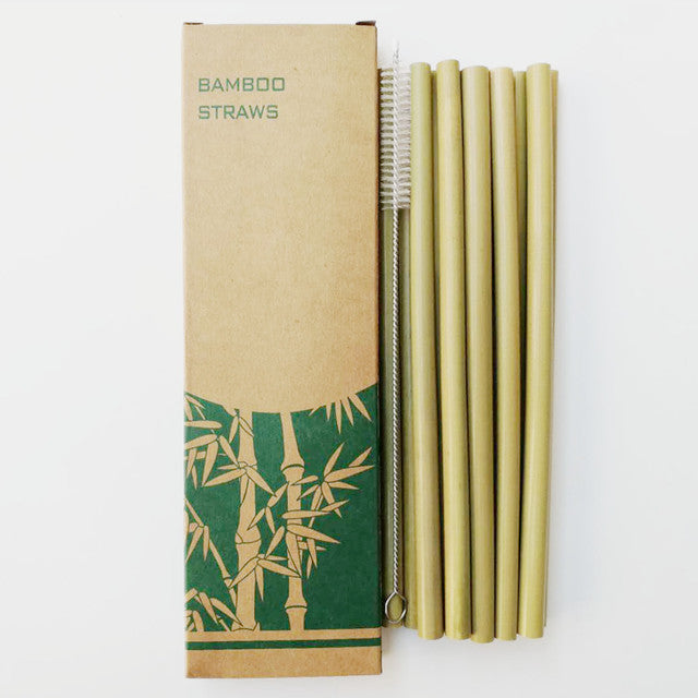 Sustainable and Colorful Reusable Bamboo Straws - 12 Piece Set