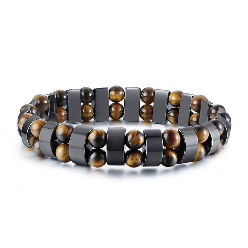 Cross-border Jewelry New Men's Black Gallstone Tiger Eye Stone Beaded Bracelet