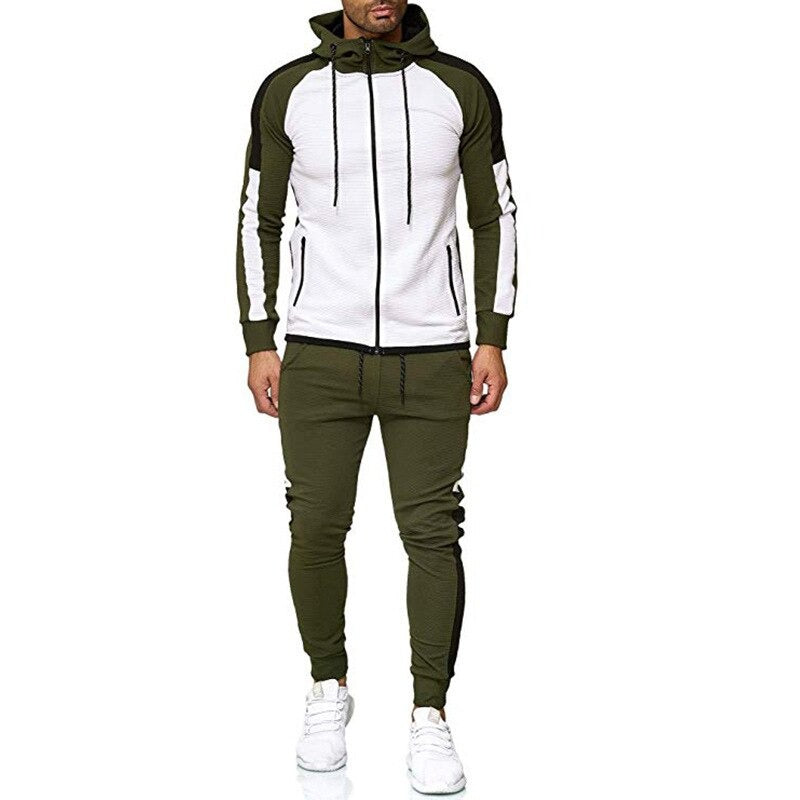 Casual Patchwork Tracksuit with Full Sleeve and Elastic Waist